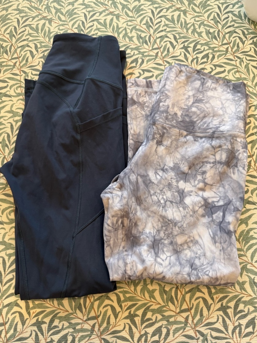 Lululemon Gray & White Marble Tie-Dye and Blue/Green Leggings - 2 for $26